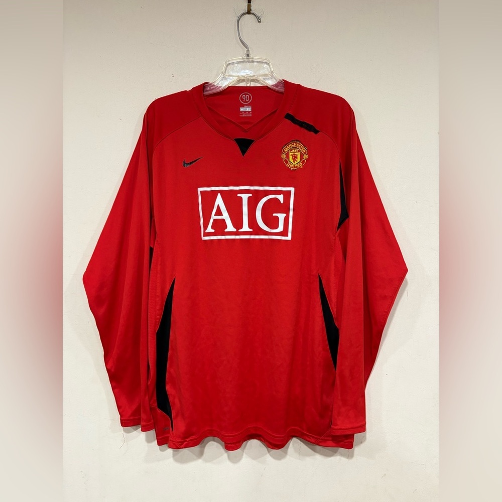 Nike 2007-09 Manchester United Long Sleeve Jersey Men's Size XL Red Shirt